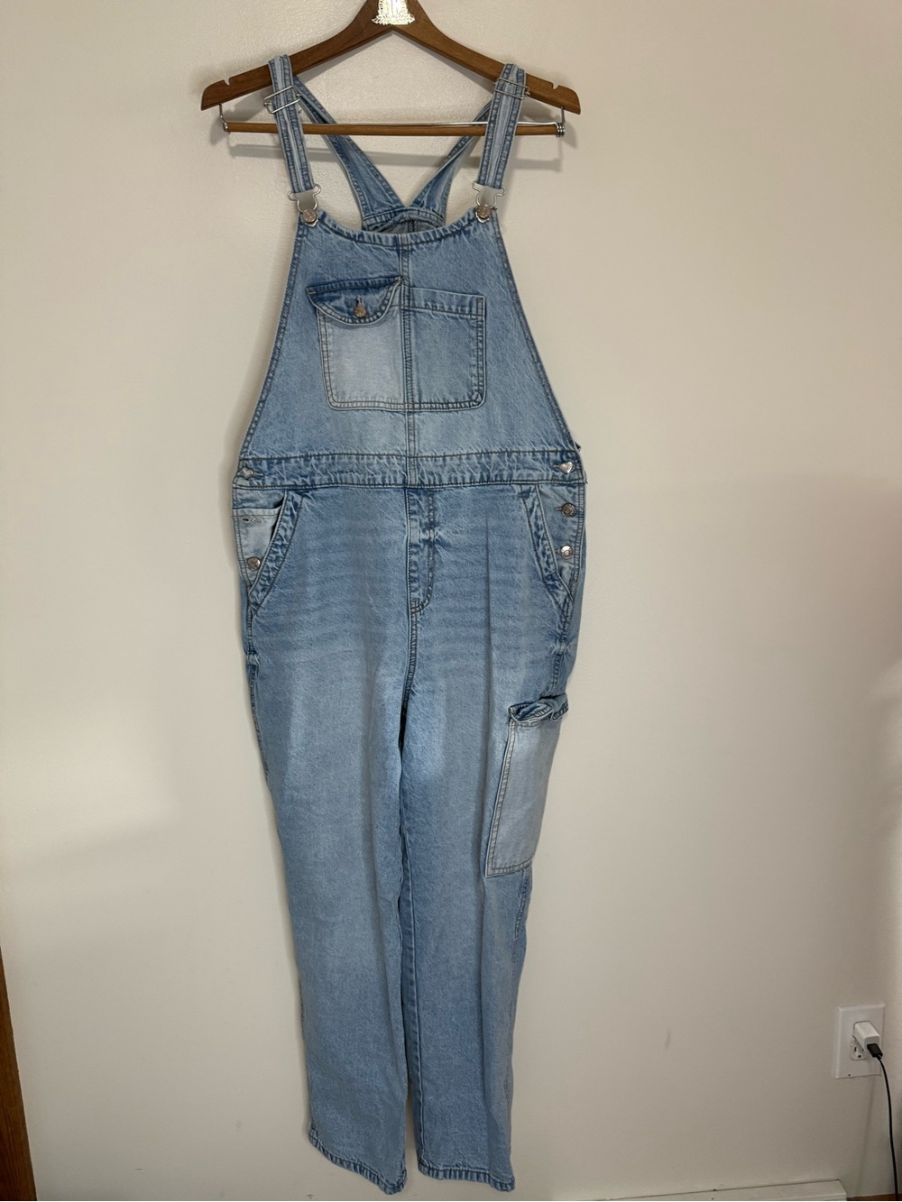 Celebrity Pink Light Wash Denim Overalls for Women Classic Casual size XL